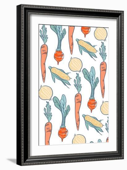 Vegetable Pattern - Letterpress-Lantern Press-Framed Art Print