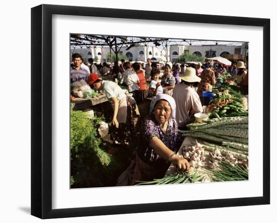 Vegetable Seller, Osh Bazaar, Bishkek, Kyrgyzstan, Central Asia-Upperhall-Framed Photographic Print