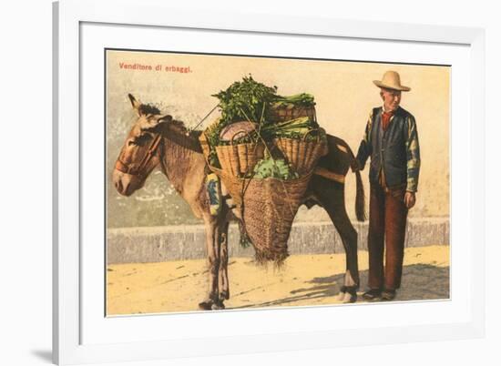 Vegetable Seller with Donkey, Italy-null-Framed Art Print