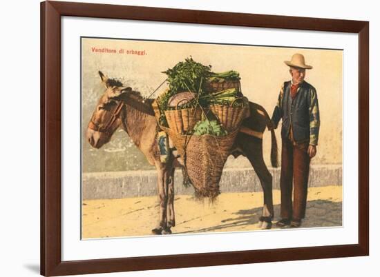 Vegetable Seller with Donkey, Italy-null-Framed Art Print