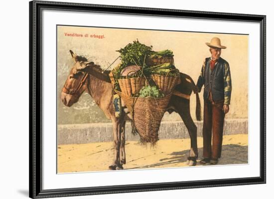 Vegetable Seller with Donkey, Italy-null-Framed Art Print