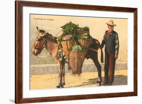 Vegetable Seller with Donkey, Italy-null-Framed Art Print