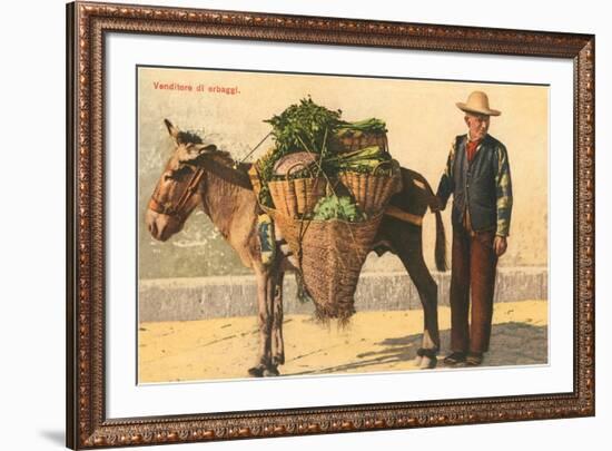 Vegetable Seller with Donkey, Italy-null-Framed Art Print