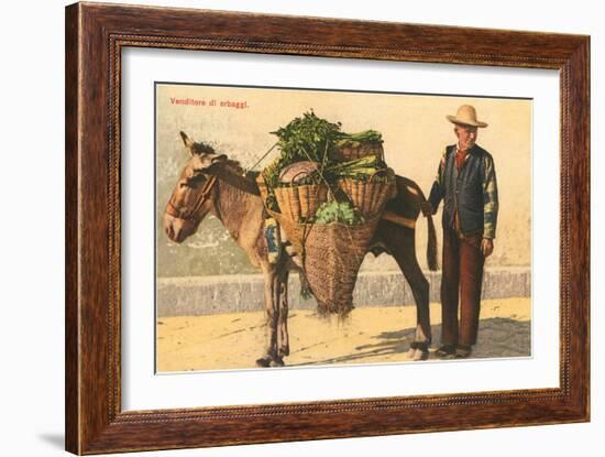 Vegetable Seller with Donkey, Italy-null-Framed Art Print