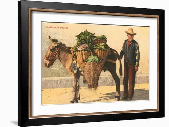 Vegetable Seller with Donkey, Italy-null-Framed Art Print