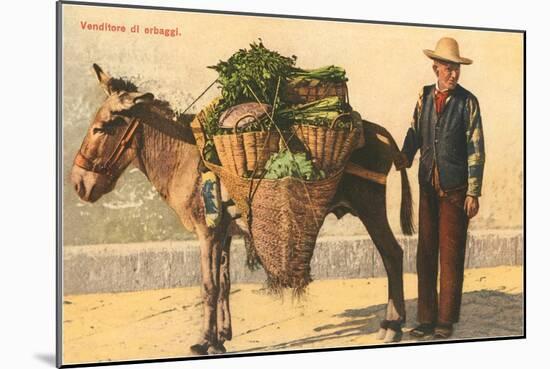 Vegetable Seller with Donkey, Italy-null-Mounted Art Print