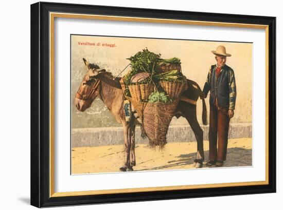 Vegetable Seller with Donkey, Italy-null-Framed Art Print