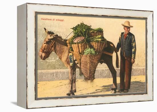 Vegetable Seller with Donkey, Italy-null-Framed Stretched Canvas