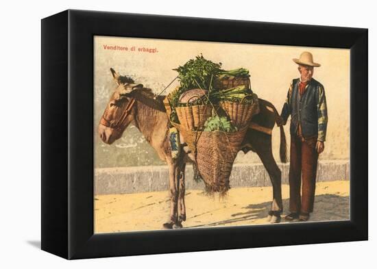 Vegetable Seller with Donkey, Italy-null-Framed Stretched Canvas