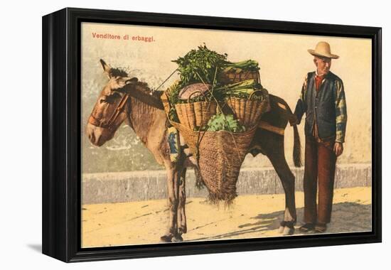 Vegetable Seller with Donkey, Italy-null-Framed Stretched Canvas