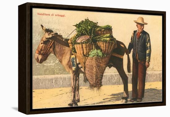 Vegetable Seller with Donkey, Italy-null-Framed Stretched Canvas