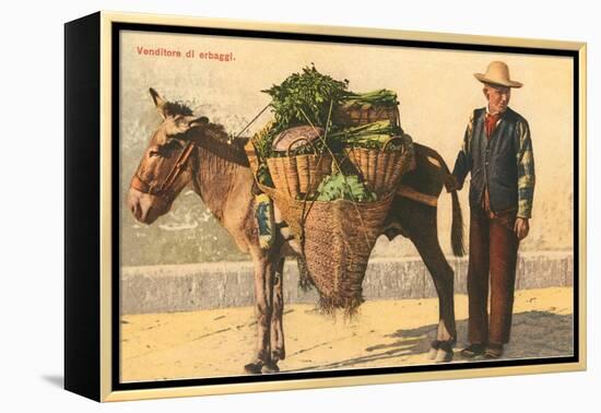 Vegetable Seller with Donkey, Italy-null-Framed Stretched Canvas