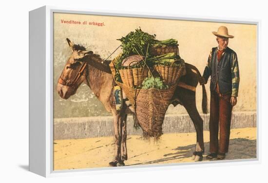 Vegetable Seller with Donkey, Italy-null-Framed Stretched Canvas