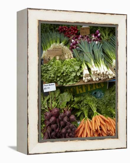 Vegetable Stall at Saturday Market, Salamanca Place, Hobart, Tasmania, Australia-David Wall-Framed Premier Image Canvas