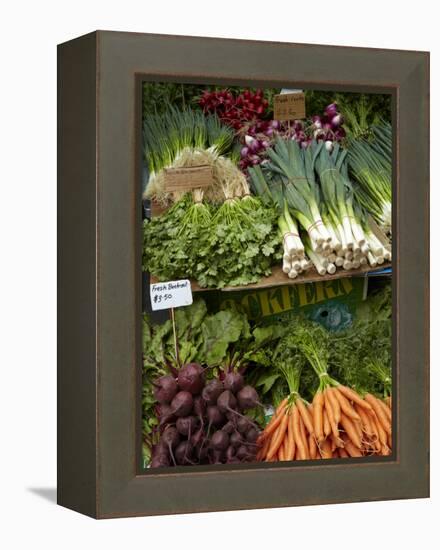 Vegetable Stall at Saturday Market, Salamanca Place, Hobart, Tasmania, Australia-David Wall-Framed Premier Image Canvas