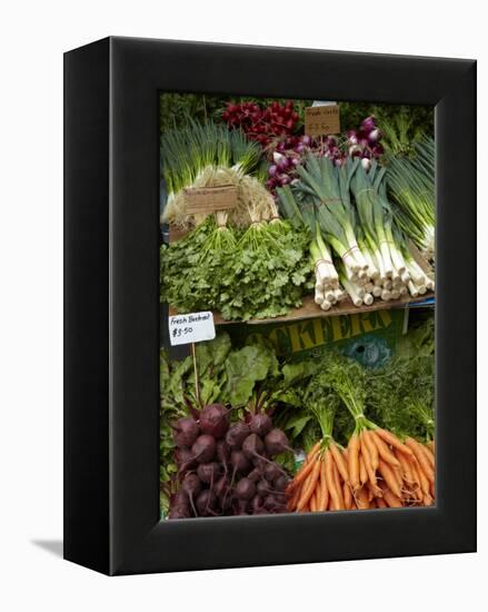 Vegetable Stall at Saturday Market, Salamanca Place, Hobart, Tasmania, Australia-David Wall-Framed Premier Image Canvas