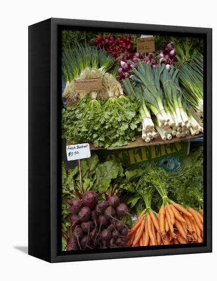 Vegetable Stall at Saturday Market, Salamanca Place, Hobart, Tasmania, Australia-David Wall-Framed Premier Image Canvas