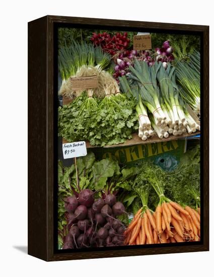 Vegetable Stall at Saturday Market, Salamanca Place, Hobart, Tasmania, Australia-David Wall-Framed Premier Image Canvas