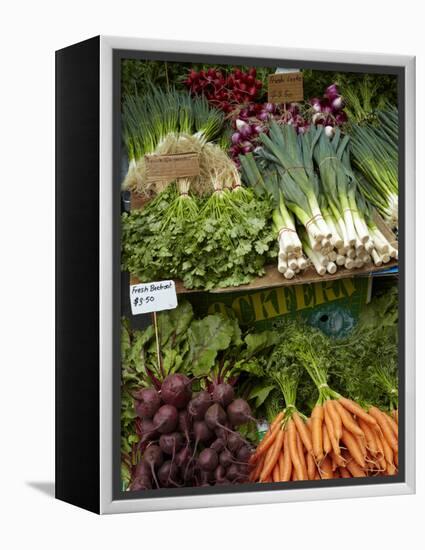 Vegetable Stall at Saturday Market, Salamanca Place, Hobart, Tasmania, Australia-David Wall-Framed Premier Image Canvas