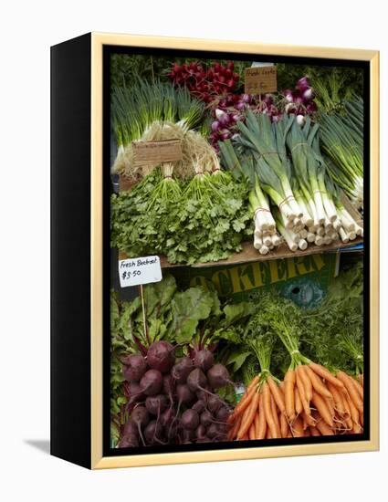 Vegetable Stall at Saturday Market, Salamanca Place, Hobart, Tasmania, Australia-David Wall-Framed Premier Image Canvas