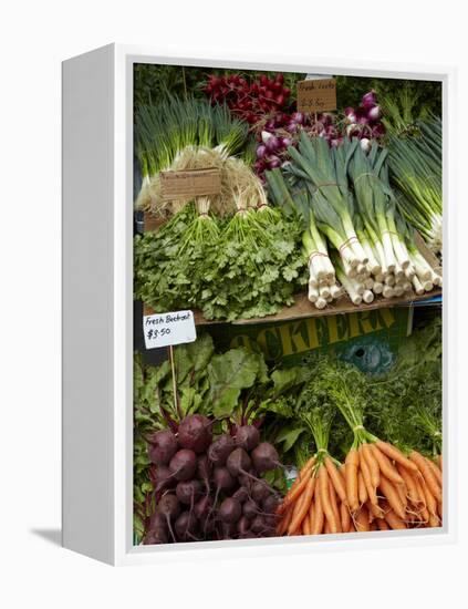 Vegetable Stall at Saturday Market, Salamanca Place, Hobart, Tasmania, Australia-David Wall-Framed Premier Image Canvas