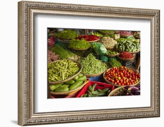 Vegetable stall, Dong Ba Market, Hue, Thua Thien-Hue Province, Vietnam-David Wall-Framed Photographic Print