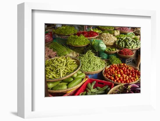 Vegetable stall, Dong Ba Market, Hue, Thua Thien-Hue Province, Vietnam-David Wall-Framed Photographic Print