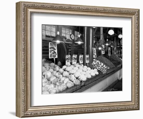 Vegetable Stands at Market, Pike Place, Seattle, 1926-Asahel Curtis-Framed Giclee Print