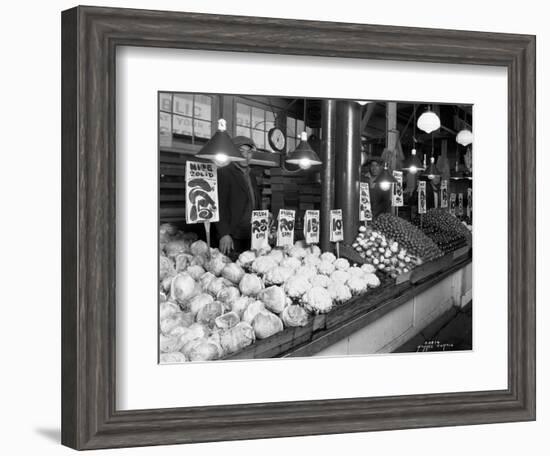 Vegetable Stands at Market, Pike Place, Seattle, 1926-Asahel Curtis-Framed Giclee Print