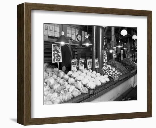 Vegetable Stands at Market, Pike Place, Seattle, 1926-Asahel Curtis-Framed Giclee Print