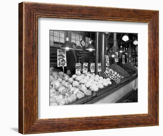 Vegetable Stands at Market, Pike Place, Seattle, 1926-Asahel Curtis-Framed Giclee Print
