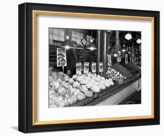 Vegetable Stands at Market, Pike Place, Seattle, 1926-Asahel Curtis-Framed Giclee Print