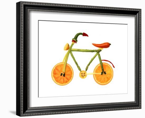 Vegetables and Fruit Forming the Shape of a Bicycle-Luzia Ellert-Framed Photographic Print