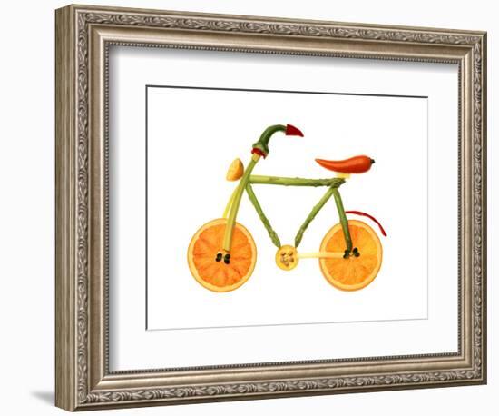 Vegetables and Fruit Forming the Shape of a Bicycle-Luzia Ellert-Framed Photographic Print