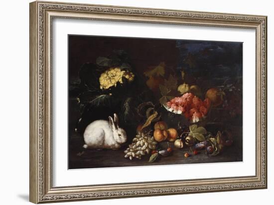 Vegetables and Fruit with Rabbits in a Landscape-George Wesley Bellows-Framed Giclee Print