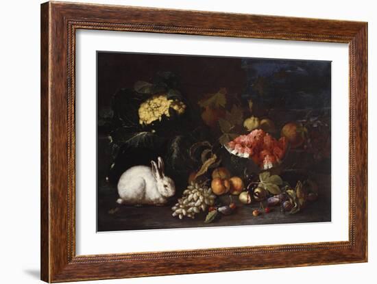 Vegetables and Fruit with Rabbits in a Landscape-George Wesley Bellows-Framed Giclee Print