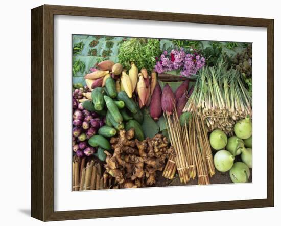 Vegetables for Sale in a Market in Laos, Indochina, Southeast Asia-Tim Hall-Framed Photographic Print
