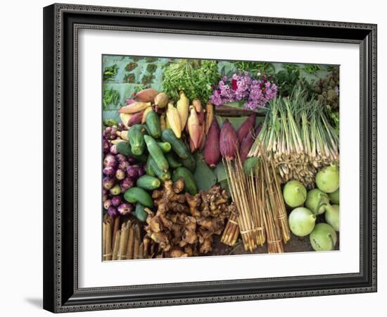 Vegetables for Sale in a Market in Laos, Indochina, Southeast Asia-Tim Hall-Framed Photographic Print