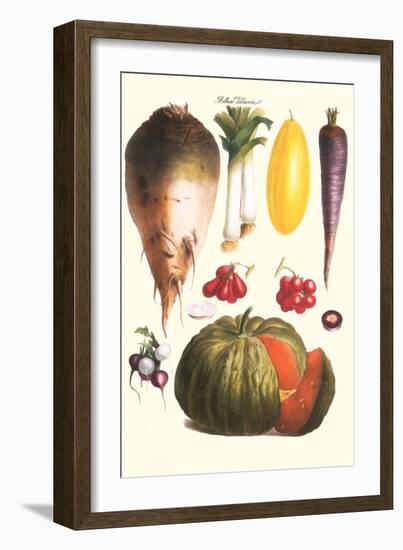 Vegetables: Melon, Purple Carrot, Cherry Tomatoes, Onions, Turnip, Leek-Philippe-Victoire Leveque de Vilmorin-Framed Art Print