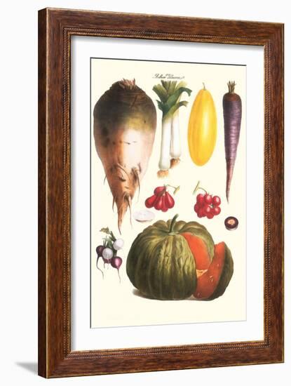 Vegetables: Melon, Purple Carrot, Cherry Tomatoes, Onions, Turnip, Leek-Philippe-Victoire Leveque de Vilmorin-Framed Art Print