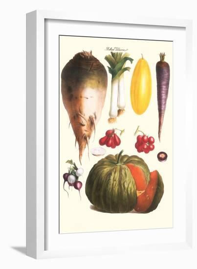 Vegetables: Melon, Purple Carrot, Cherry Tomatoes, Onions, Turnip, Leek-Philippe-Victoire Leveque de Vilmorin-Framed Art Print