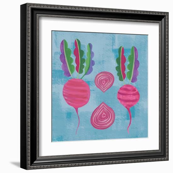 Veggie Time IV Blue-Farida Zaman-Framed Art Print