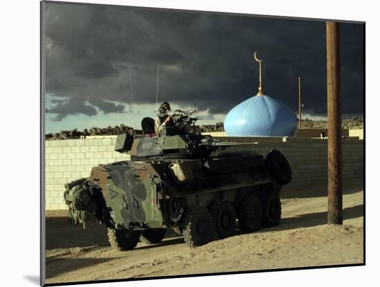 Vehicle Commander Glares into the Military Operations on Urban Terrain Town-Stocktrek Images-Mounted Photographic Print