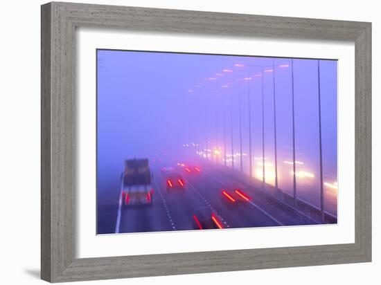 Vehicles Driving Through Fog on a Motorway-Jeremy Walker-Framed Photographic Print