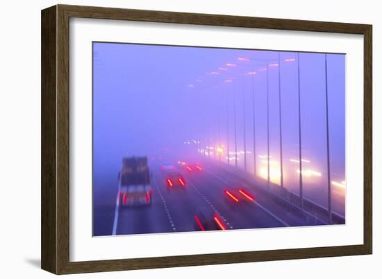 Vehicles Driving Through Fog on a Motorway-Jeremy Walker-Framed Photographic Print