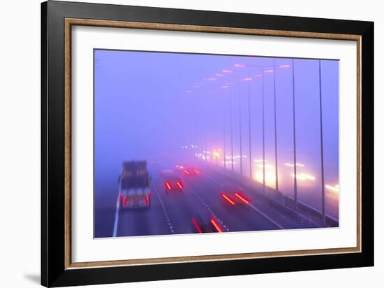 Vehicles Driving Through Fog on a Motorway-Jeremy Walker-Framed Photographic Print