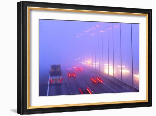 Vehicles Driving Through Fog on a Motorway-Jeremy Walker-Framed Photographic Print