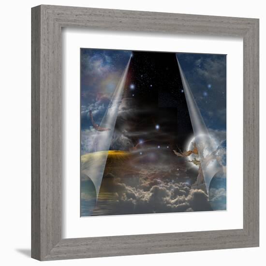 Veil Of Sky Pulled Open To Reveal Other-rolffimages-Framed Art Print