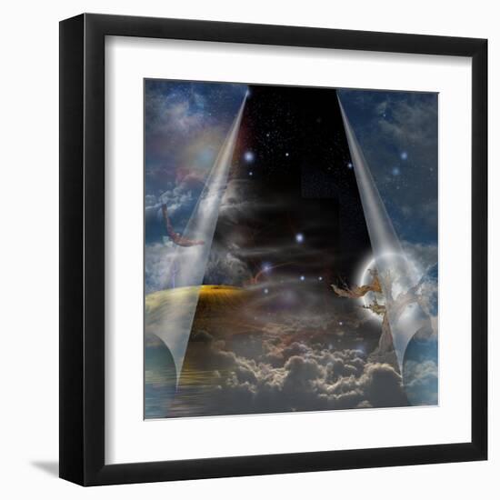 Veil Of Sky Pulled Open To Reveal Other-rolffimages-Framed Art Print