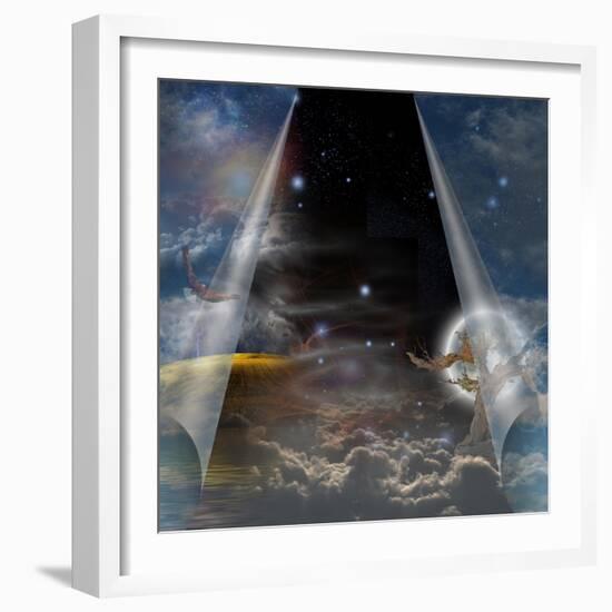 Veil Of Sky Pulled Open To Reveal Other-rolffimages-Framed Art Print